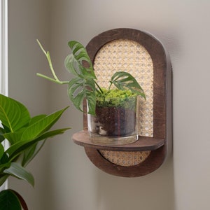 Rattan Plant Shelf - Cane Wall Planter - Rattan Sconce - Boho Rattan