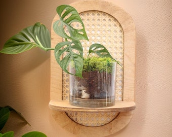 Rattan Plant Shelf - Cane Wall Planter - Rattan Sconce - Boho Rattan