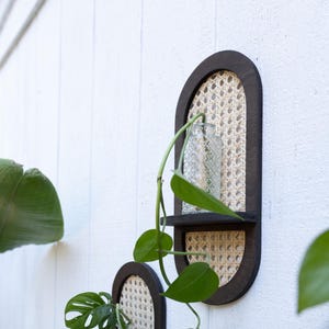 Rattan Oval Geometric Propagation Plant Vase - Boho Wall Vase & Bud Display - Modern Plant Decor Gift for Plant Lovers