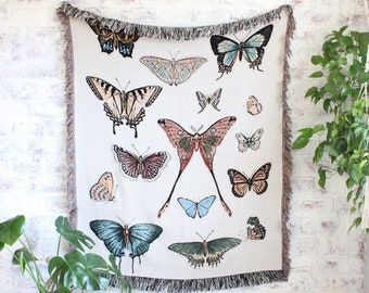 Butterfly Cottagecore Blanket | Papillion Tapestry | Butterfly Print  Blanket Woven | Cottagecore Blanket | Butterfly Decor