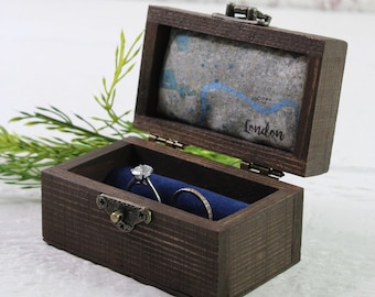 Wedding Ring Box -  Ring Box - Ring Bearer Box - Vintage Ring Box - Bride and Groom - Velvet Ring Box - Custom Ring Box