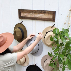 Rattan Hat Organizer - Boho Hat Rack - Hat Storage - Wall Hanging for Hats - Rattan Home Decor