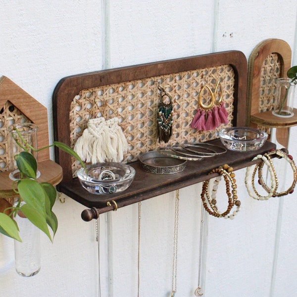 Rattan Jewelry Organizer - Jewelry Wall Hanging - Jewelry Storage - Boho Jewelry Organizer