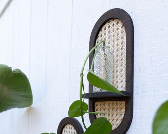 Rattan Oval Geometric Propagation Plant Vase - Boho Wall Vase & Bud Display - Modern Plant Decor Gift for Plant Lovers