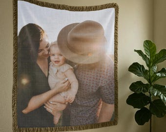 Custom Photo Blanket | Personalized Throw Blanket | Second Anniversary Gift | Wedding Gift | Cotton Anniversary Gift | Housewarming Gift