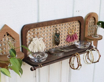 Rattan Jewelry Organizer - Jewelry Wall Hanging - Jewelry Storage - Boho Jewelry Organizer