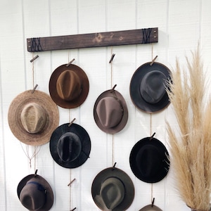 Hat Organizer Hat Wall Hanging Fedora Display Hat Rack Industrial Home Decor image 1