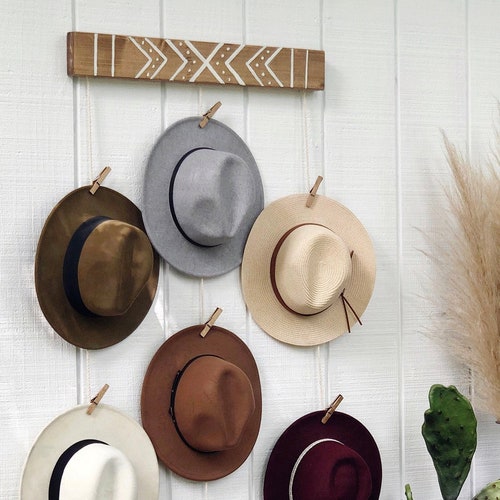 Hat Organizer Hat Wall Hanging Fedora Display Hat Rack Etsy