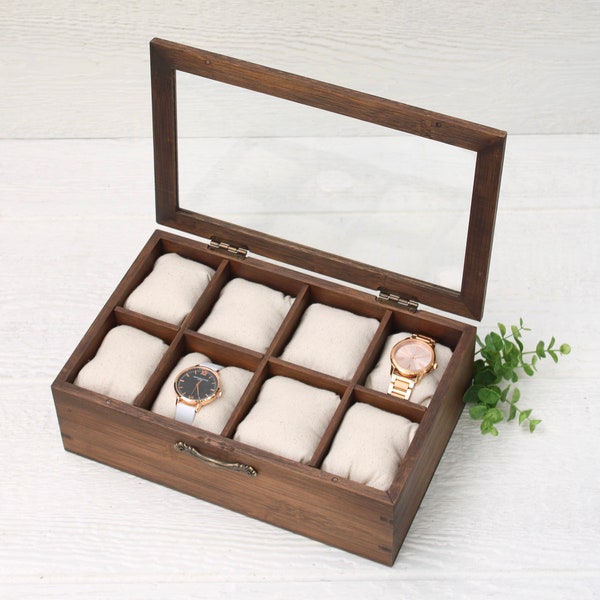 Watch Box - 8 Compartment - Watch Storage -Watch Organizer - Map - Compartment Watch Box - Gifts for Men - Gifts for Women