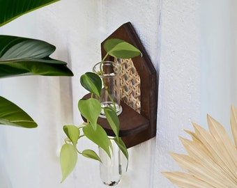 Rattan Propagation Wall Hanging - Boho Hydro Planter - Wall Planter - Geometric Planter - Propagation Station - Test Tube Propagation