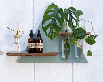 Triangle Geometric Propagation Plant Shelf - Test Tube Wall Vase - Boho Propagation Station Wall Decor - Bud Vase Wall Hanging