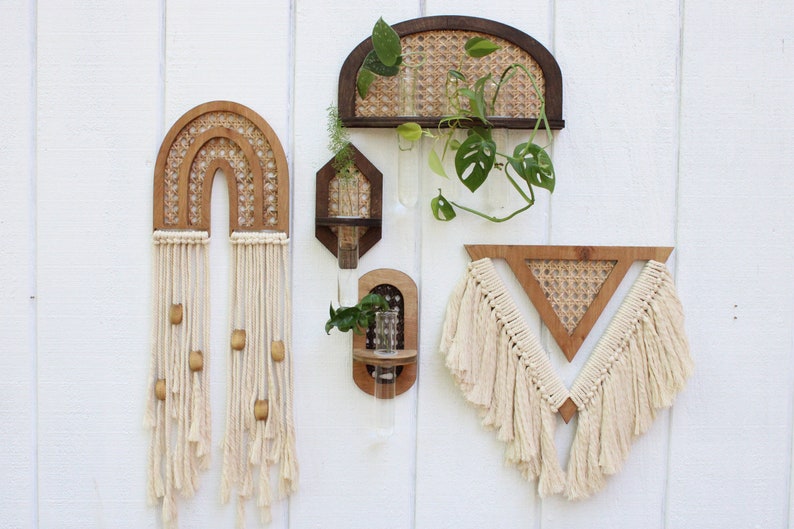 Rattan Rainbow Wall Art - Boho Wall Art - Rattan and Macrame - Boho ...