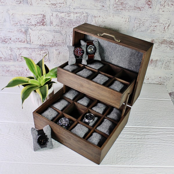 Watch Box - 20 Compartment - 12 Compartment - Chest - Watch Collector  - Trunk - Watch Storage - Watch Organizer