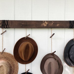 Hat Organizer Hat Wall Hanging Fedora Display Hat Rack Industrial Home Decor image 4