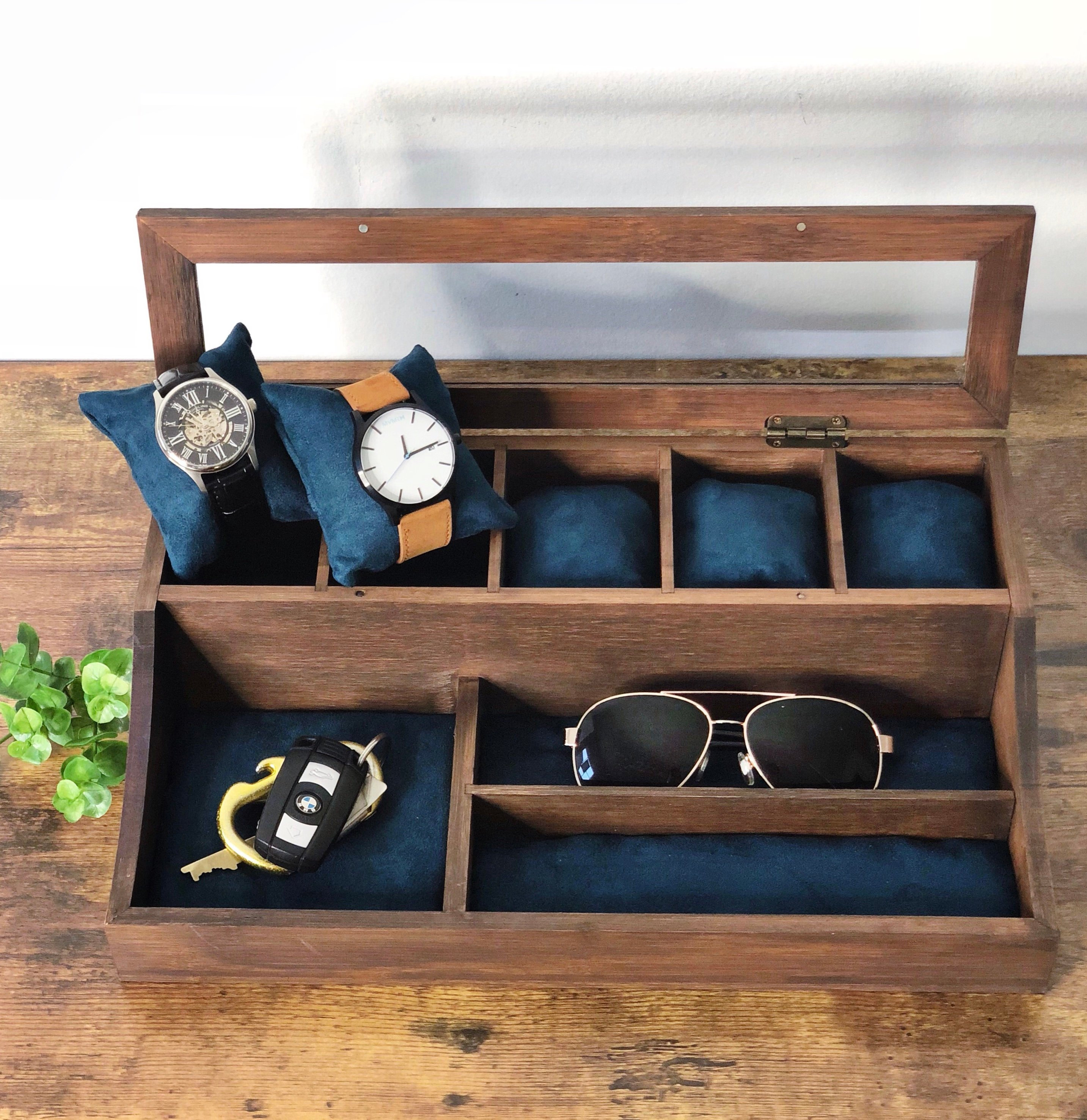 Watch Display Case For Men Watch Storage And Valet Tray Watch Holder