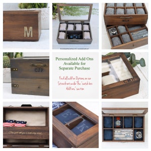 Acacia Drawer Watch Box 16 Compartment Glass Watch Box Customizable Drawer Box Large Watch Box Watch Storage Watch Organizer image 9