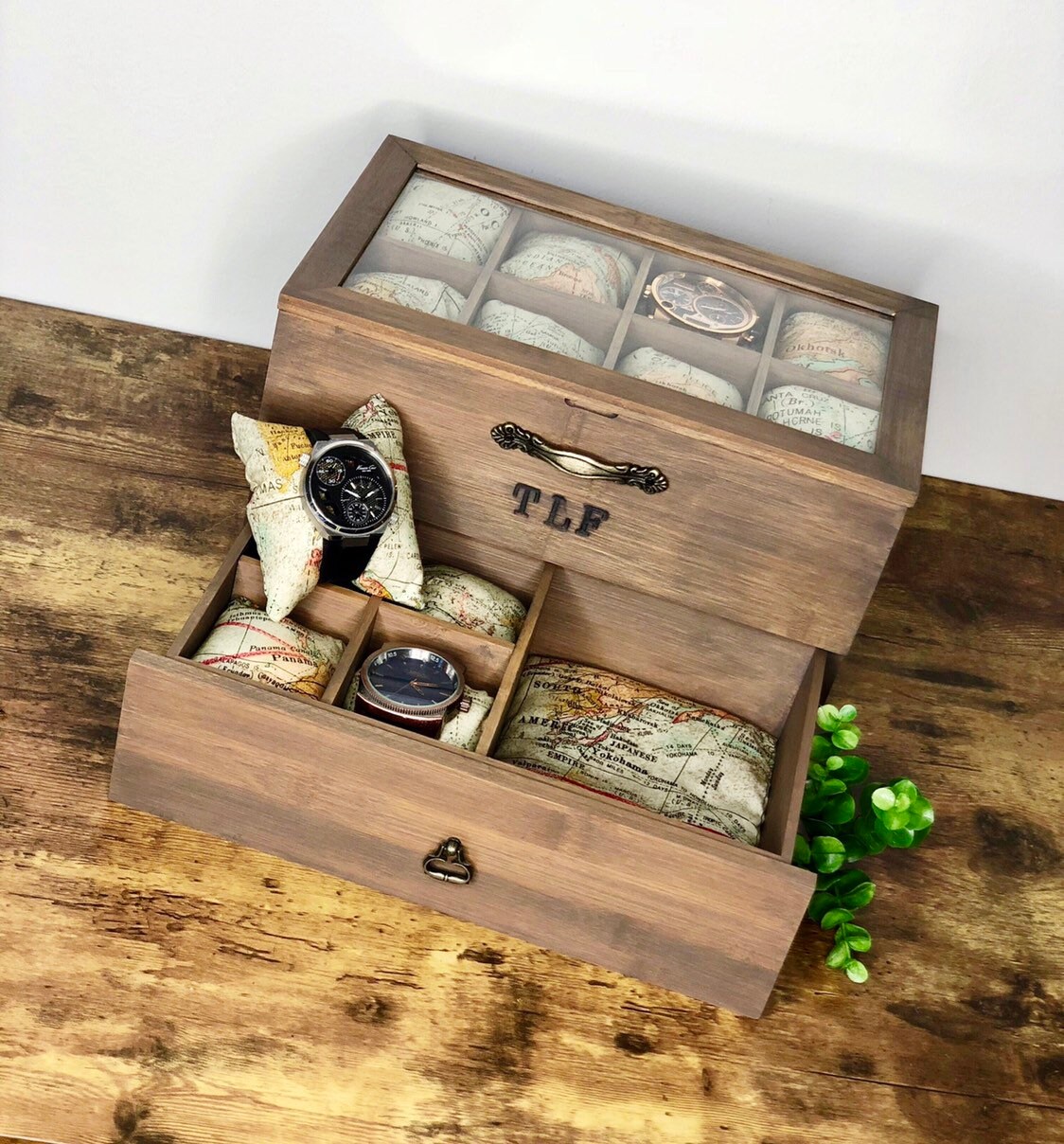 Watch Box Watchbox 16 Compartment Watch Box Customizable Etsy
