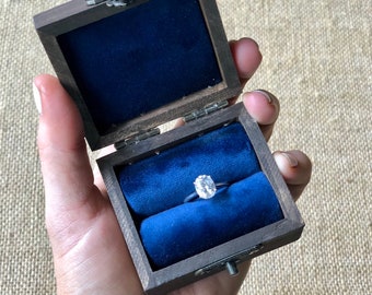 Customized Ring Box - Wood Ring Box - Proposal Box - Vintage Ring Box - Engagement Ring Box - Velvet Ring Box - Ring bearer box