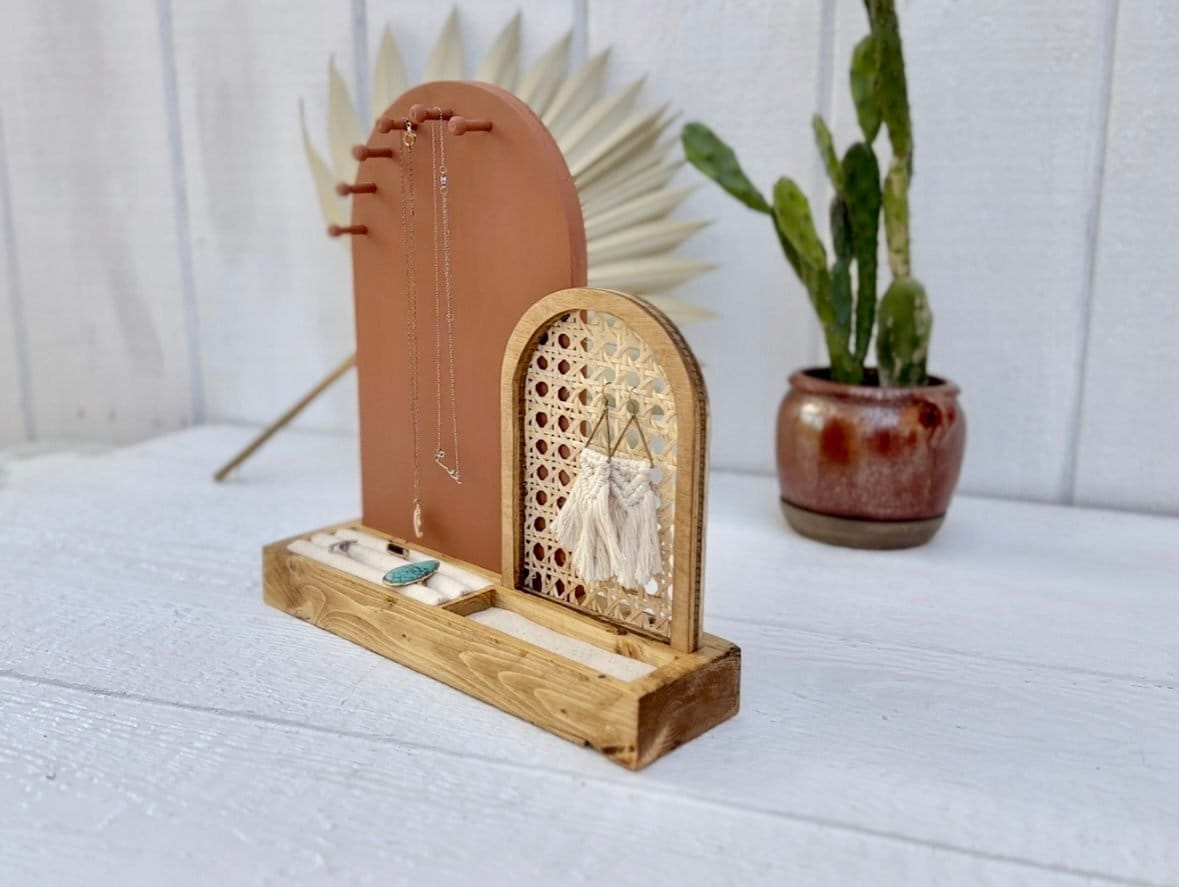Rattan jewelry holder deals