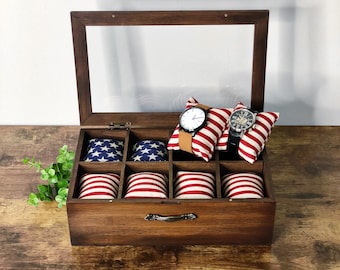 Watch Box - 8 Compartment - Watch Storage -Watch Organizer - Map - Compartment Watch Box - Gifts for Men - Gifts for Women