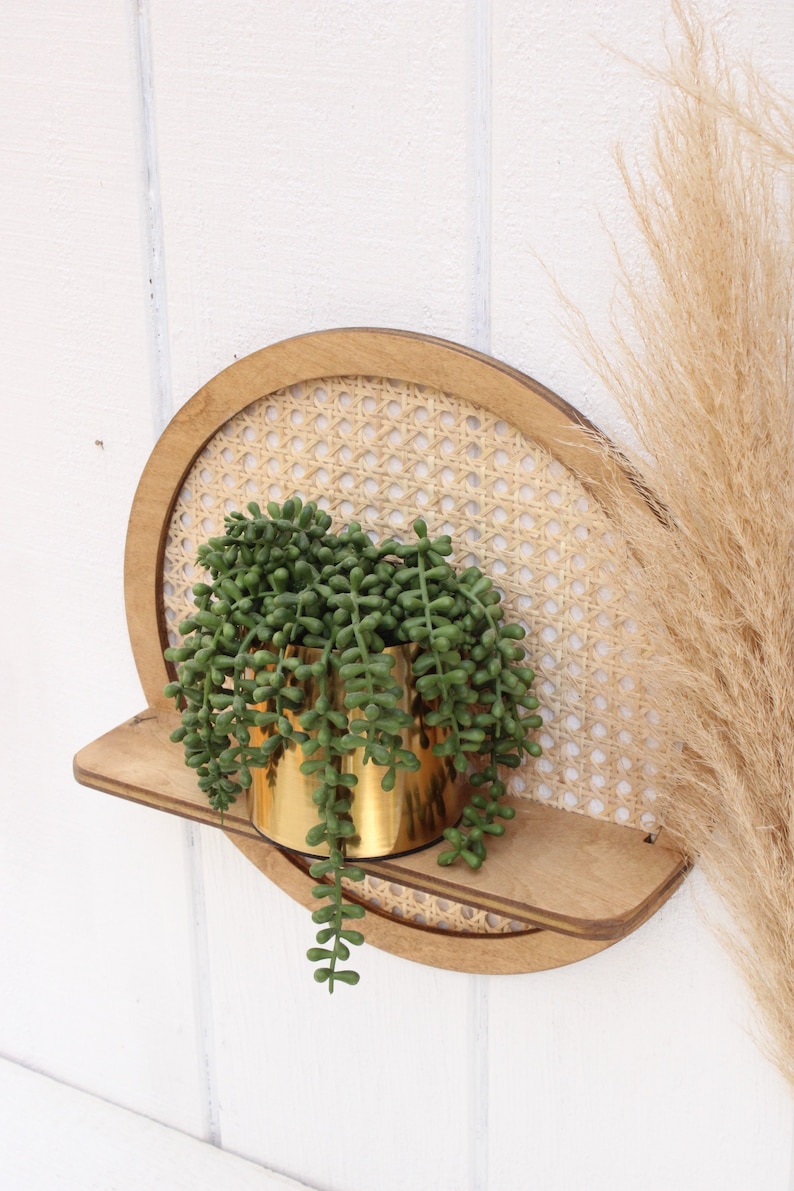 Rattan Shelf Cane Wall Shelf Circle Shelf Boho Rattan Etsy