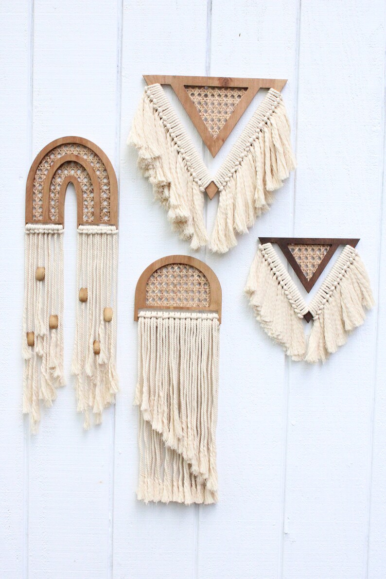 Rattan Wall Art Boho Wall Art Rattan and Macrame Boho Etsy
