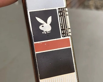 Vintage Playboy Butane Lighter Unique Style Brown White Made In Korea Nice!!