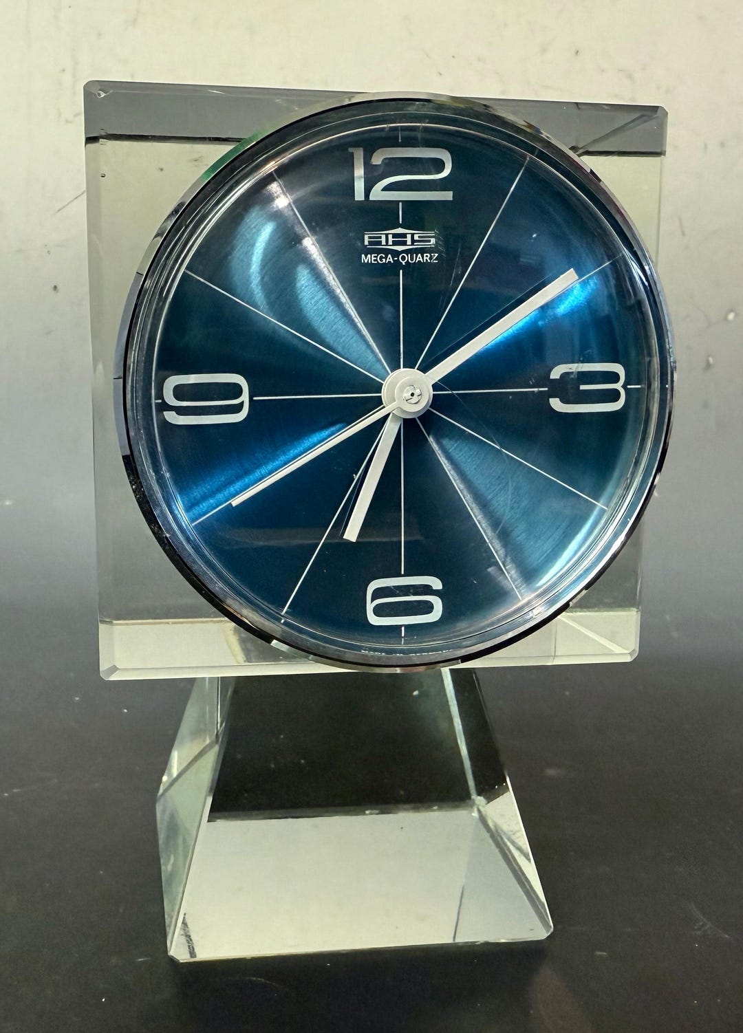 Vintage Mod/art Deco Crystal Block Desk Clock, AHS/RHS Mega Quartz ...