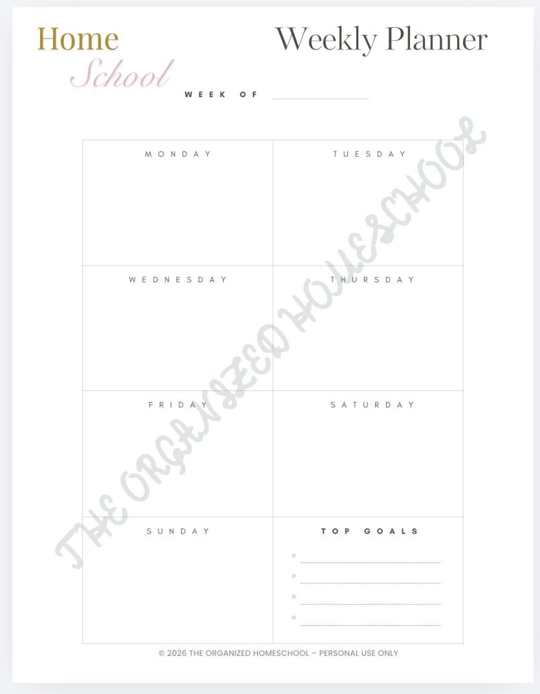 Homeschool Weekly Planner - Etsy