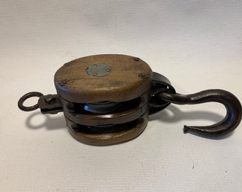 Vintage wooden pulley