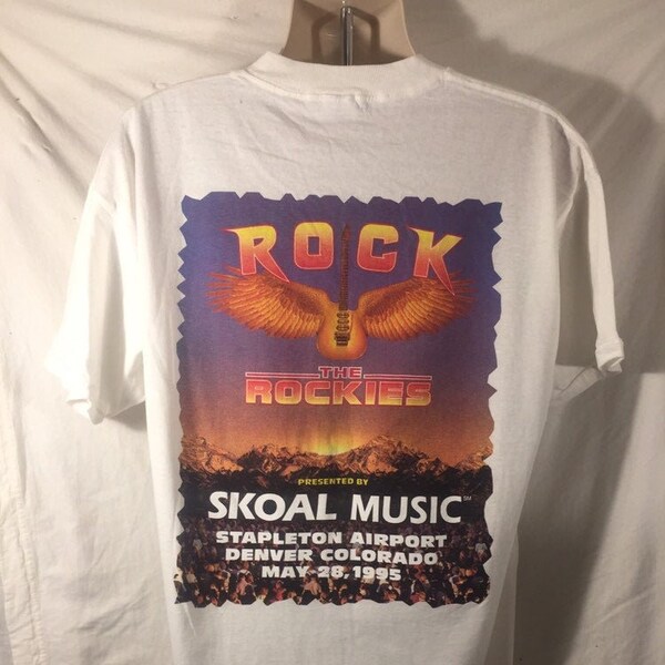 Vintage 90s // Skoal Rock the Rockies Festival 1995 Colorado // Delta XL // White // T-shirt // USA // Stapleton Airport Denver // 100