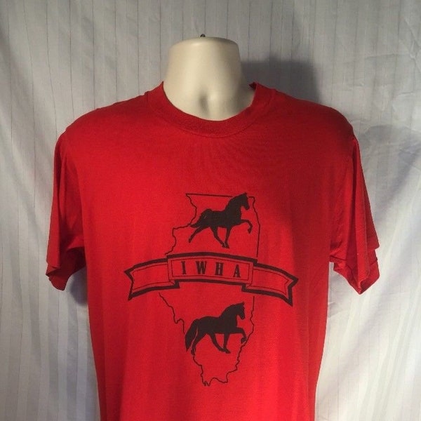 Vintage 90s // Screen Stars Best // Illinois Walking Horse Association // Large // Red // T-Shirt // Single Stitch // Made in USA