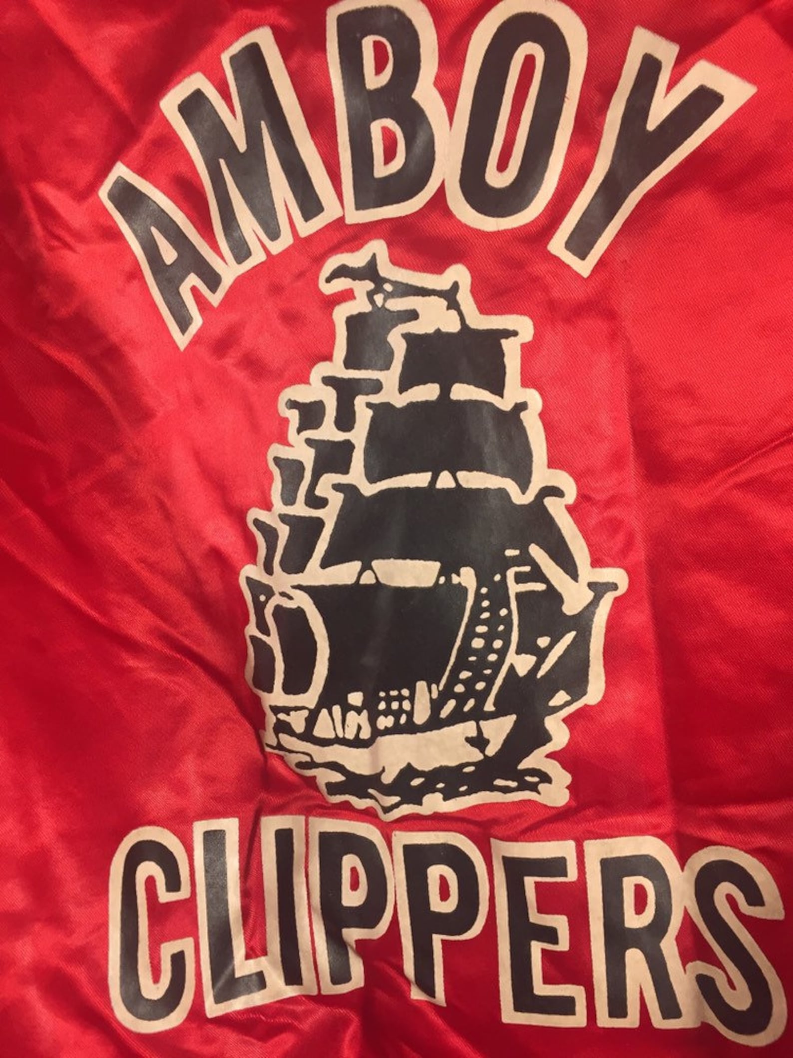 Vintage Amboy Clippers Red Satin Jacket // High School Etsy