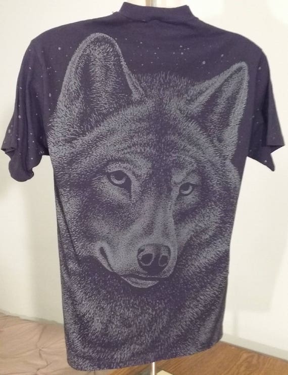 Vintage 80s // WOLF All-Over T-Shirt // Jerzees /… - image 3