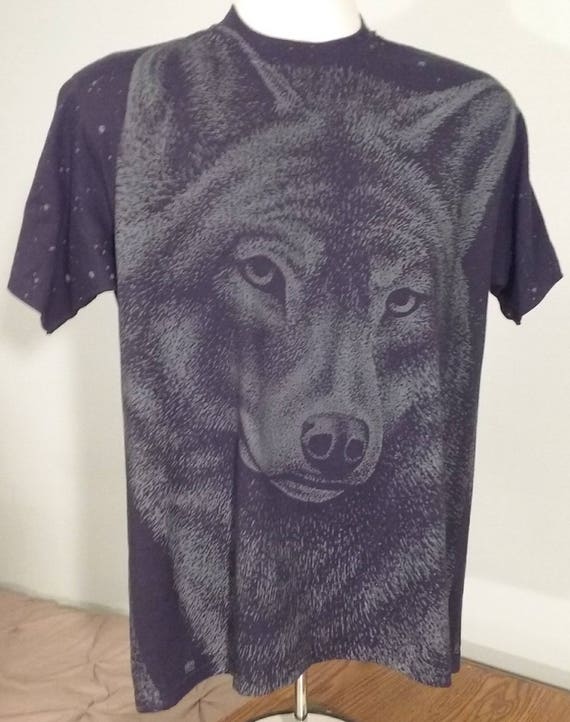 Vintage 80s // WOLF All-Over T-Shirt // Jerzees /… - image 1
