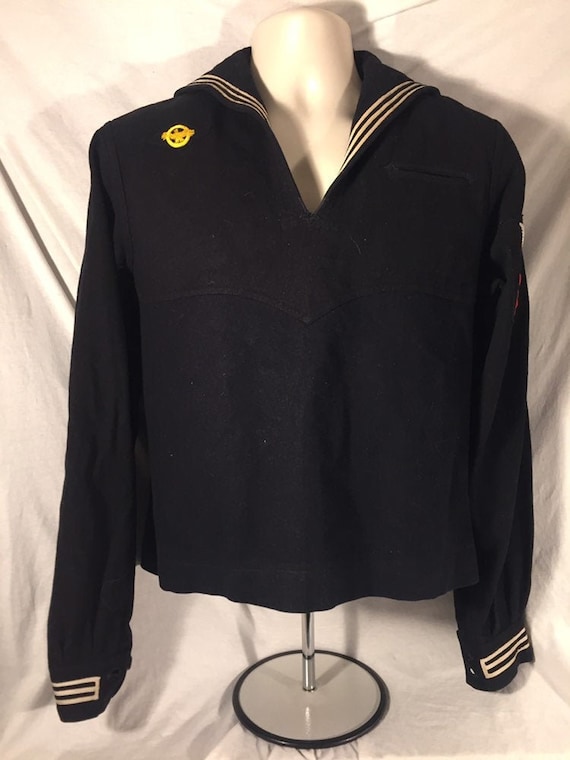 Vintage 1940s US Navy WWII Uniform Top // Ruptured Du… - Gem