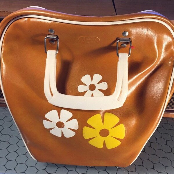 Vintage 70s Galaxie 300 Brown Bowling Bag Flowers