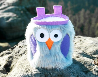 Lavender Furry Owl Chalk Bag