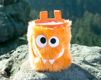 Tangerine Foodie Monster Chalk Bag, Sac de craie d’escalade, Sac pour grimpeur