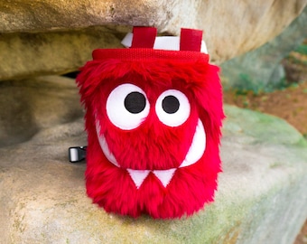 Cherry Foodie Monster Chalk Bag, Climbing Chalk Bag, Bag for Climber / Woreczek na magnezję Smakosz Wiśniowy