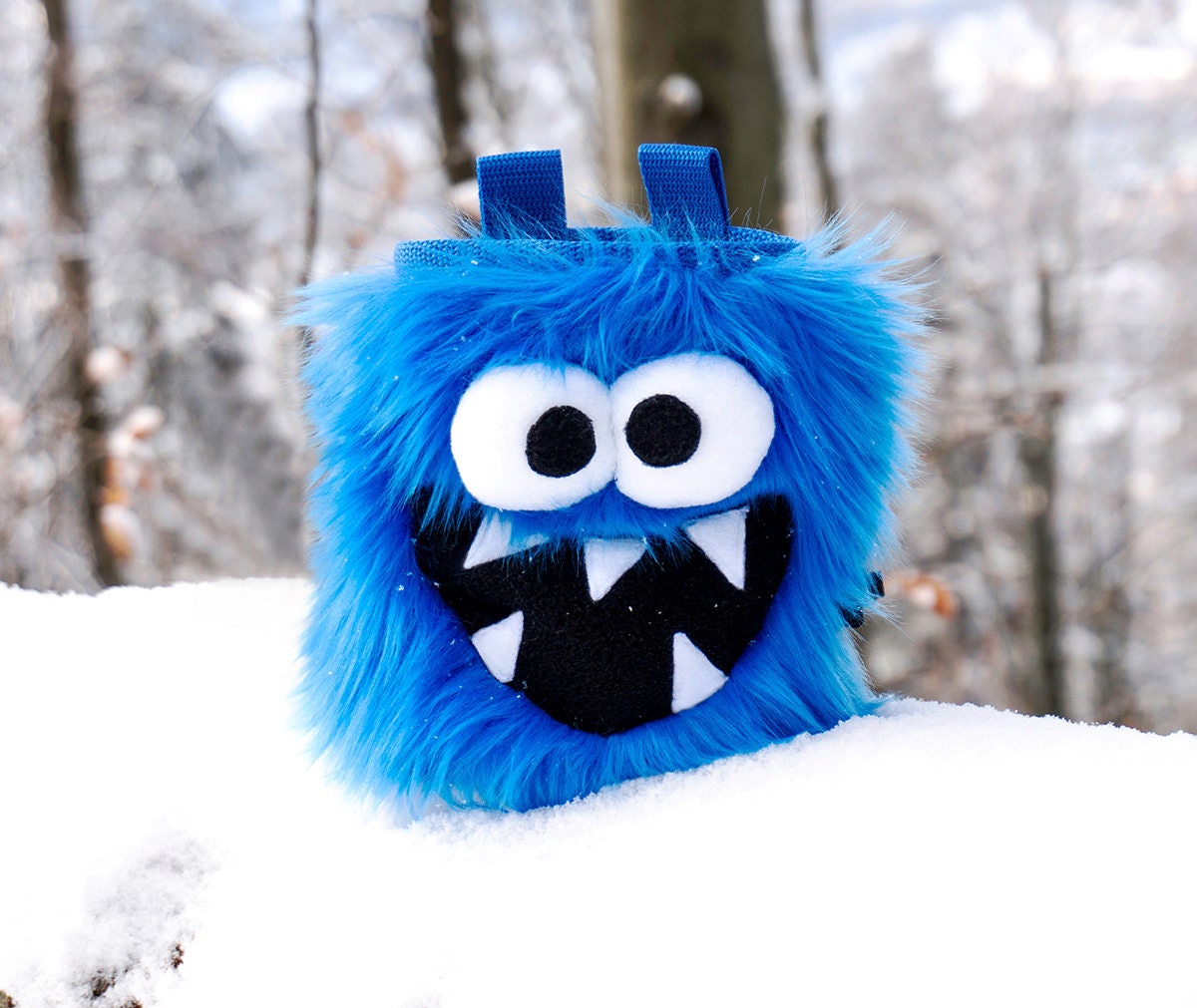 Blue Five Toothed Monster Chalk Bag Etsy