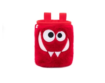 Cherry Foodie Monster Chalk Bag (Short cut version), Climbing Chalk Bag, Bag for Climber / Woreczek na magnezję Smakosz Wiśniowy