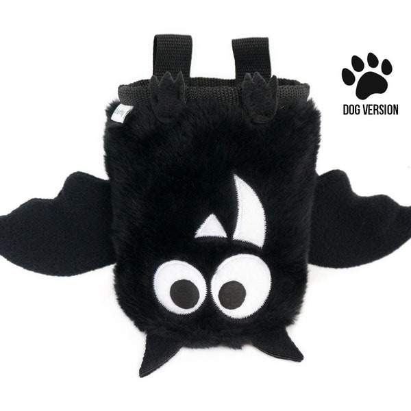 Black Bat Dog Treats Pouch, Dog Training Bag / Saszetka na smakołyki dla psa Nietoperz Czarny