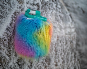 Rainbow Furry Chalk Bag, Climb with pride