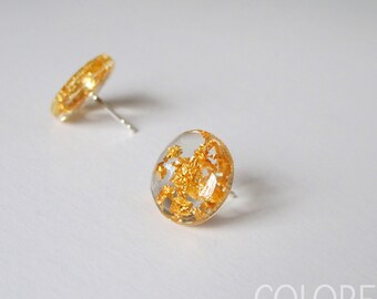 Golden Flakes small earrings - Gold leaf - Gold - High quality - Design - Golden