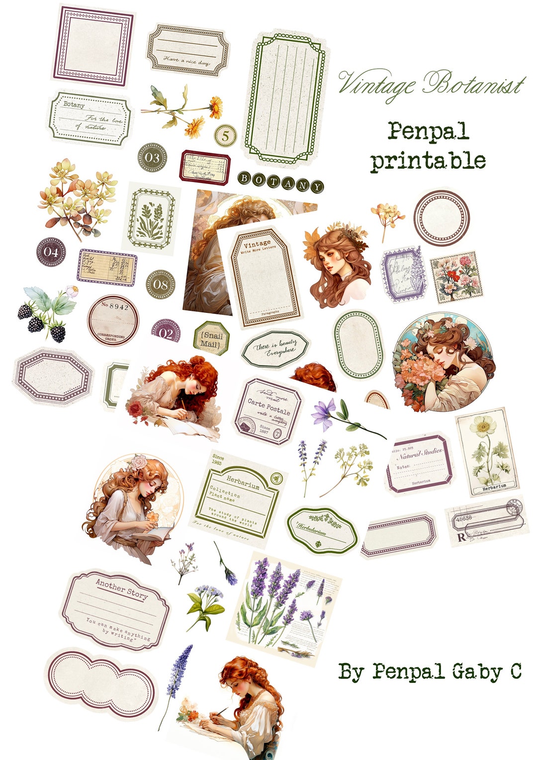 Vintage Botanist Penpal Printable. Junk Journal Printable. Botanical ...