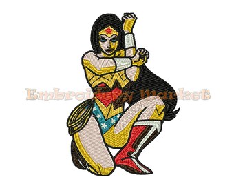 wonder woman embroidery Design for Embroidery Machines 4 sizes Instant Download