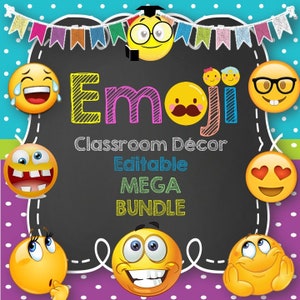 Emoji Klassenzimmer Dekorationen MEGA Bundle Bearbeitbar! 320 Seiten