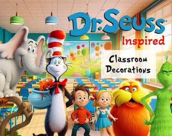 Colorful decor,  Customizable Dr. Seuss inspired, elementary Classroom Decorations, Editable,Engaging and Effective behavior management!