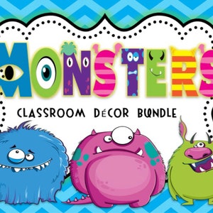 Spooky School Vibes: Monster-themed Classroom Decor Bundle (Editable)"